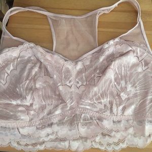 Ava and Vic pink lace racerback bralette